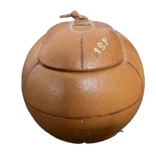 ballon football boite  céramique recouverte de cuir vintage  foot sport