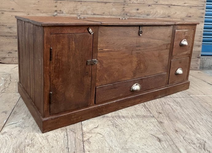 banc - coffre en teck birman