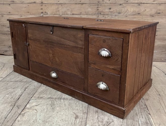 banc - coffre en teck birman