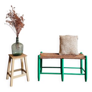 Straw and old wood bench