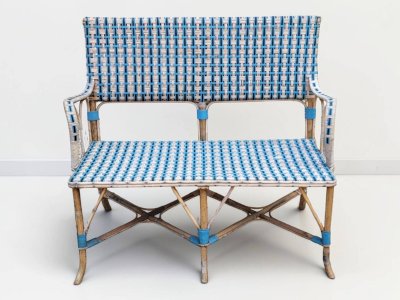 2-seater wicker bench, mid-20th century