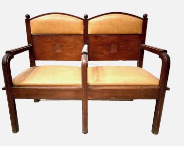Art Deco two-seater bench in solid mahogany, 20th century.