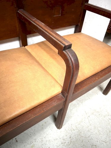 Banquette a deux places Art Déco en acajou massif XX siècle