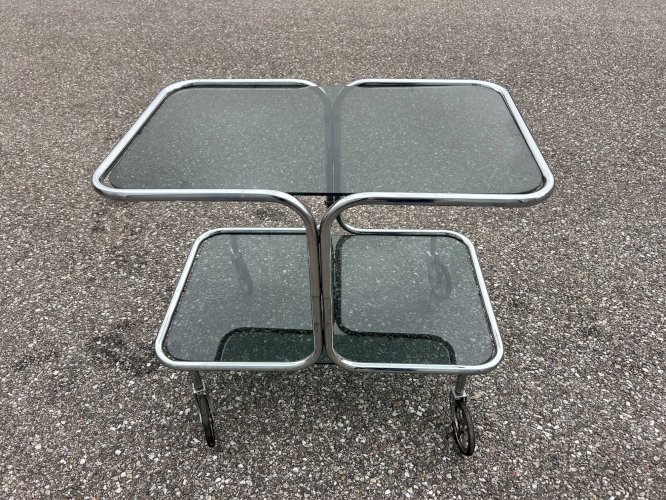 bar roulant en chrome années 70