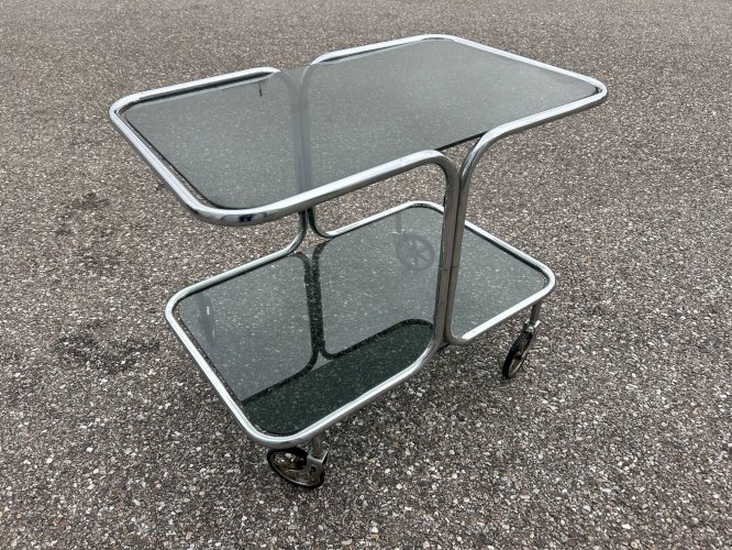 bar roulant en chrome années 70