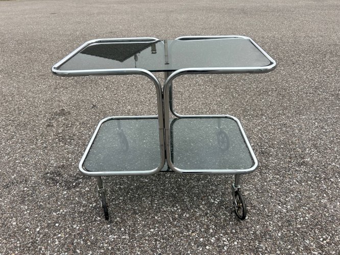 bar roulant en chrome années 70