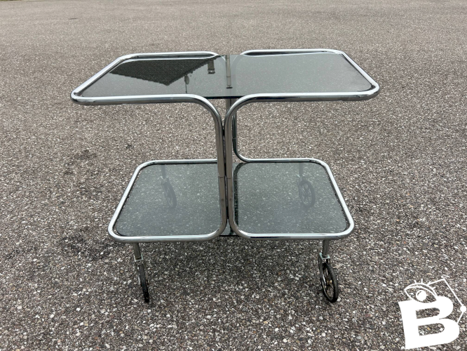 bar roulant en chrome années 70