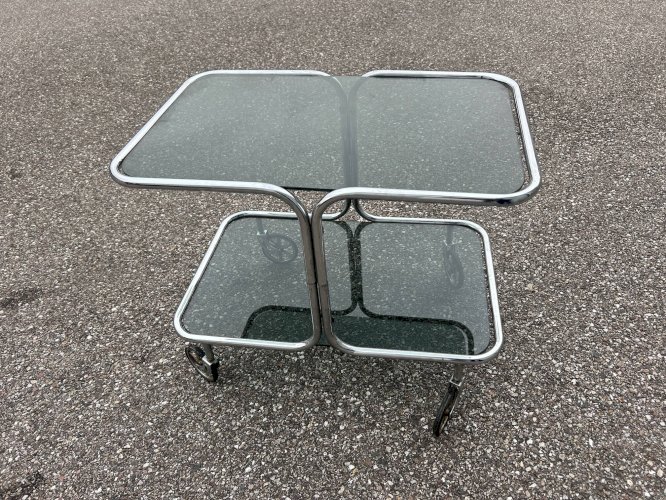 bar roulant en chrome années 70