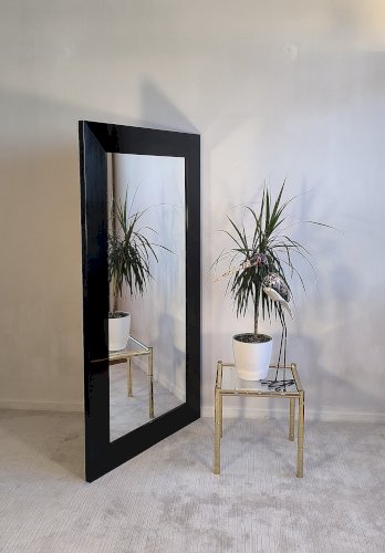 ✨✨✨ Barbara Barry – Très beau grand miroir intemporel, noir laqué Barbara Barry en bel état, non piqué ✨✨✨