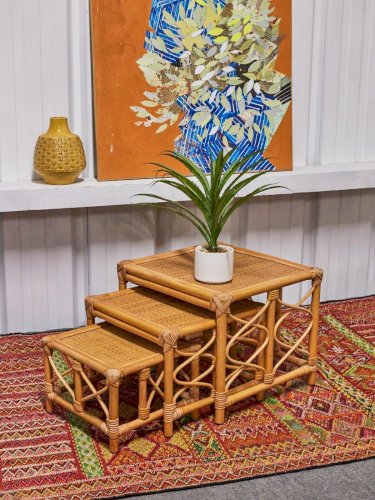 Barbara, les tables gigognes en osier N°118