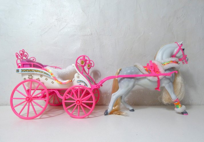 Barbie Vintage calèche et cheval Ski Fun 1991
