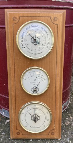 Baromètre avec hygromètre à cheveux  et thermomètre - Vintage 