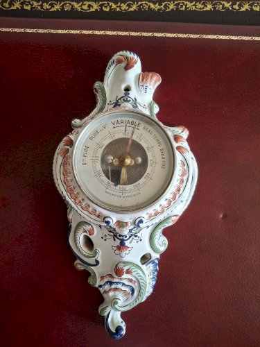 Baromètre en faience de Rouen peinte à la main
