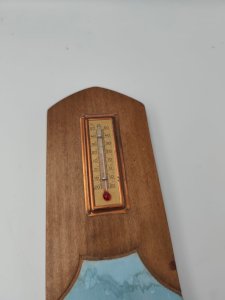 Vintage chalet wall barometer – Thermometer – Hand-painted mountain decor
