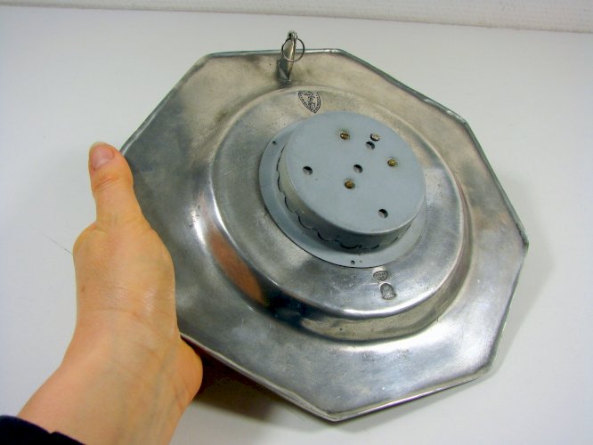 Baromètre / Thermomètre Assiette Octogonale Etain, Poinçons D - 24 cm