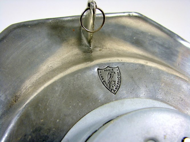 Baromètre / Thermomètre Assiette Octogonale Etain, Poinçons D - 24 cm