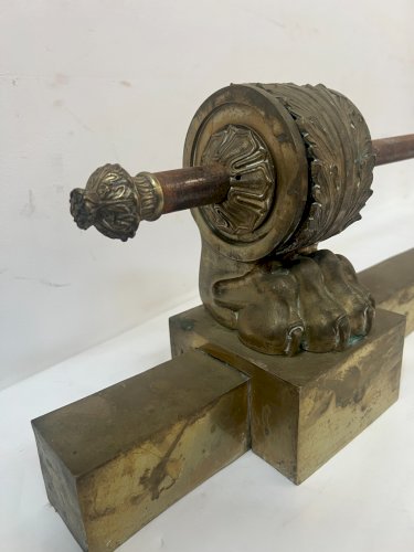 Barre de foyer d'époque restauration en bronze doré XIX siècle