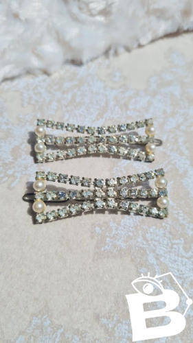 Barrettes pour cheveux vintage avec strass et perles