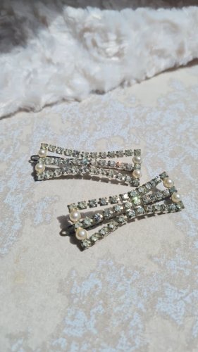 Barrettes pour cheveux vintage avec strass et perles