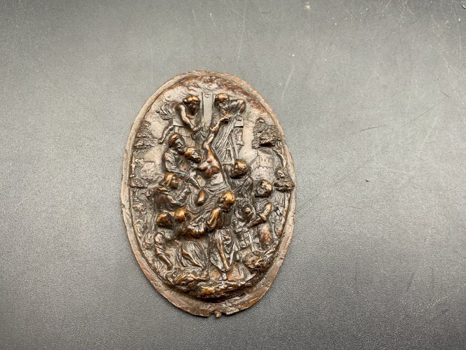 Bas relief religieux bronze