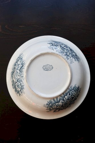 Bassine ou grand saladier ancien Hamage Nord – Modèle Jardinière bleu