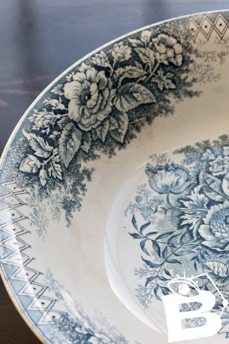 Bassine ou grand saladier ancien Hamage Nord – Modèle Jardinière bleu