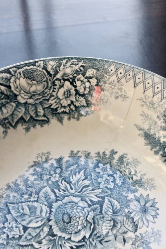 Bassine ou grand saladier ancien Hamage Nord – Modèle Jardinière bleu