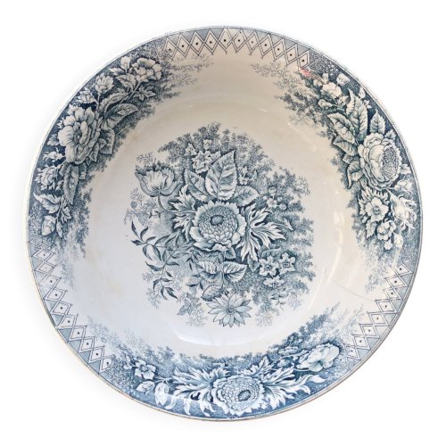 Bassine ou grand saladier ancien Hamage Nord – Modèle Jardinière bleu