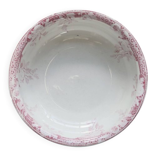 Bassine / saladier ancien faïence Lunéville modèle Printanier rouge