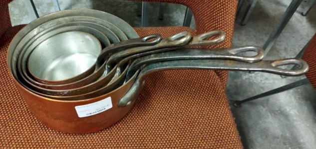 5-Piece Hammered Copper Pan Set Vintage Kitchen Cookware 9CUIS 04/01