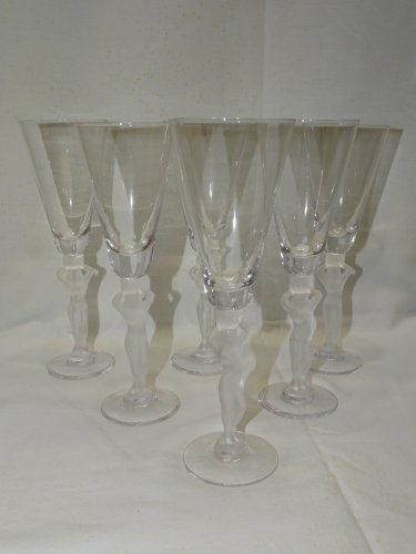 -BAYEL 6 VERRES A PIEDS FEMMES NUES VENUS HAUTEUR 20,7 cm TABLE de FETES