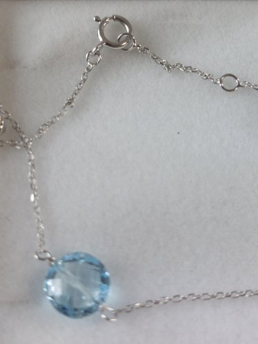 Beau bracelet en or blanc 375, topaze + zircon ^