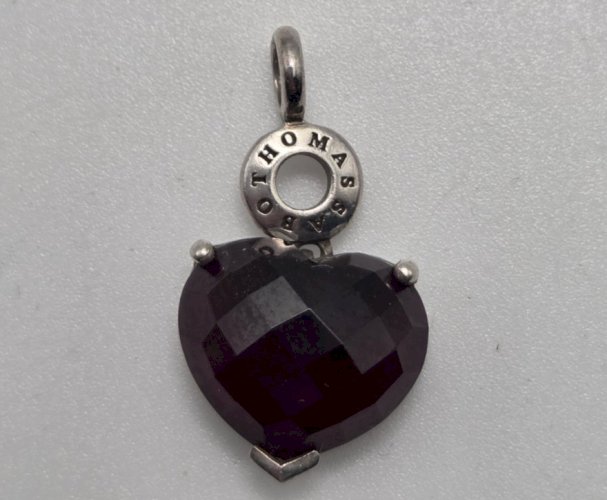 Beau charm, coeur rouge à facettes, Thomas Sabo, en argent massif ^
