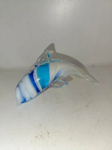 Beautiful glass dolphin with blue inlay in good condition.