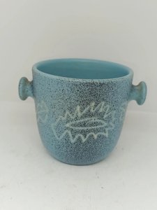 beautiful design handle pot signed by les potiers normands in good condition