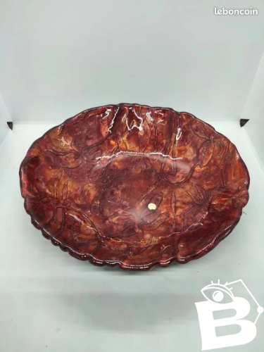 Beau saladier coupe emaux sous verre? signe laque line en bon etat