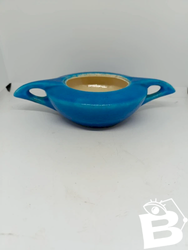 beau sucrier ancien bleu signé Lachenal en bon etat