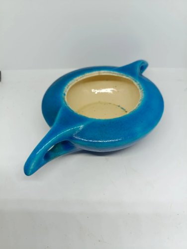 beau sucrier ancien bleu signé Lachenal en bon etat