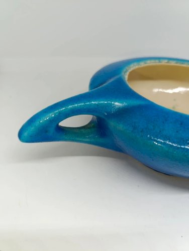 beau sucrier ancien bleu signé Lachenal en bon etat