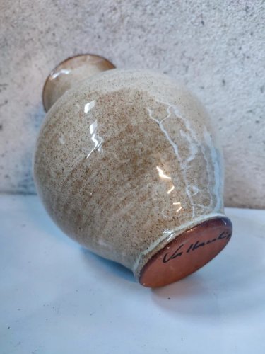 beau vase a decor doiseau dans le gout typique des productions de michel bailly en bon etat