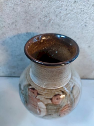 beau vase a decor doiseau dans le gout typique des productions de michel bailly en bon etat