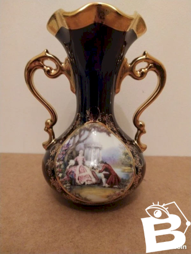 Beau Vase Ancien Limoges Imports Veritable Bleu De Four en bon état