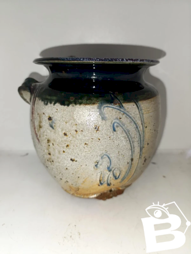 beau vase boule en gres signé cris barbe en bon etat