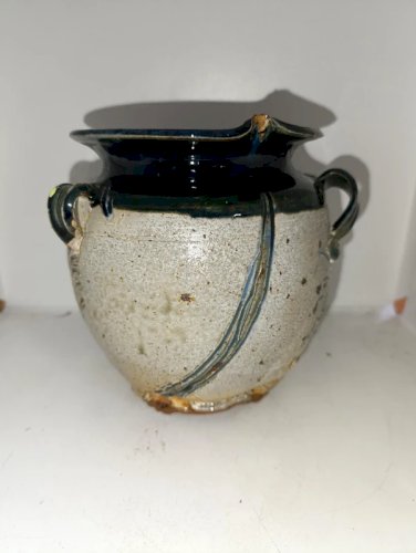 beau vase boule en gres signé cris barbe en bon etat