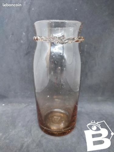 beau vase couleur ambre bulle style biot en bon etat