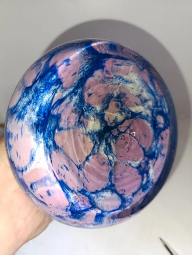 beau vase de couleur bleu rose melanges dans le style murano ou la rochere en bon etat