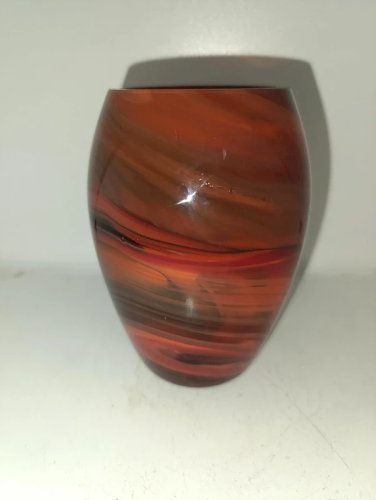 beau vase en verre multicouleur signé  soisy pour la rochere en bon etat