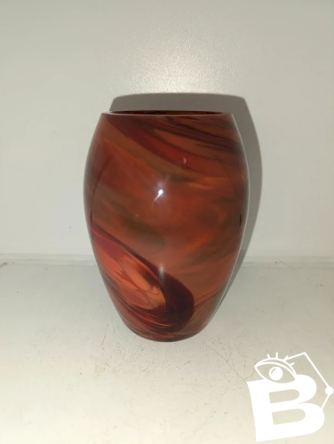 beau vase en verre multicouleur signé  soisy pour la rochere en bon etat