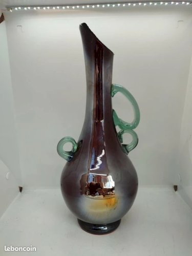Beau vase- pichet à anse en verre probablement de style Art nouveau