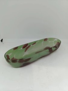 beau vide poche ou porte savon en verre marmoréen vert